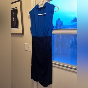 Le Chateau Royal Blue and Black Sleeveless V-Neck Maxi Dress